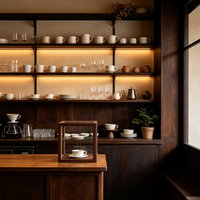 Meuble de bar à café en bois massif sur mesure de luxe / design d'intérieur haut de gamme