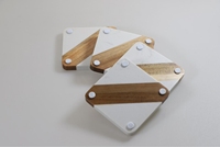 Sous-verres et tapis carrés en marbre et bois d'acacia écologiques de style nordique COSEN, 10 cm, 10 mm d'épaisseur, pour tasses et mugs
