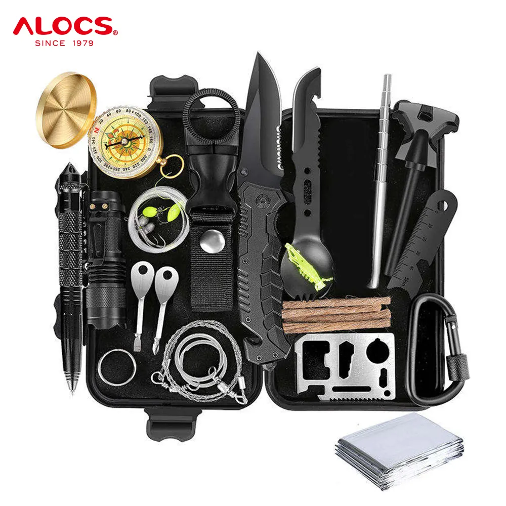 Alocs Outdoor Camping Professional Hiking Survival Gear Tools Kit Emergency Escape Safety Survival Bag Survival Kit Set