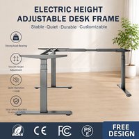 Bureau d'angle électrique à 3 pieds certifié CE ETL Rohs, hauteur réglable de 600 à 1250 mm, cadre de bureau en forme de L