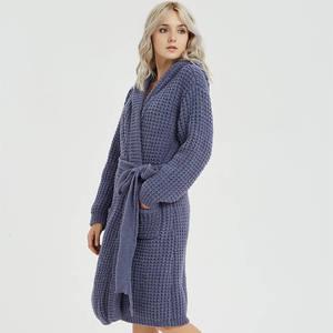 Yly Soft Cozy Luxury Crochet lavorato a maglia in poliestere con cappuccio Robe <span class=keywords><strong>donna</strong></span> Sleepwear felpe con cappuccio Robes <span class=keywords><strong>pigiama</strong></span> <span class=keywords><strong>vestaglia</strong></span> - Product Image 5