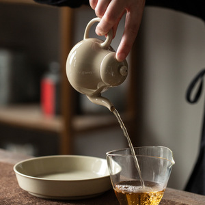 Handmade Wood Ash Glaze Teapot Small Ceramic Round With Lid For Kung Fu <b>Tea</b> <b>Set</b> - Product Image 3