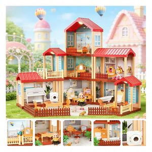 Accesorios de Muebles de Plástico en Miniatura para Casa de Muñecas, Kit de Exhibición DIY con Estufa, Silla, Ventanas, Puertas, Vidrio e Iluminación a Escala para Juguetes - Product Image 5