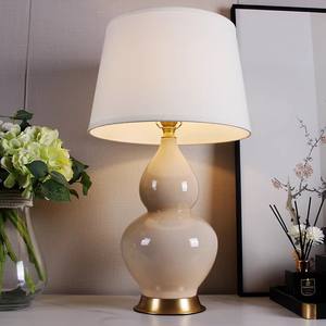 Nouvelle lampe de table en céramique de style chinois/européen avec abat-jour en lin, lampe de chevet pour chambre à coucher, salon, villa - Product Image 4