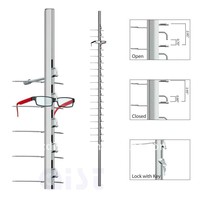 WELLSIGHT Présentoir mural métallique pour lunettes, support pour montures optiques, présentoir pour lunettes et instruments optiques