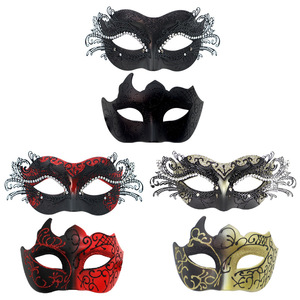 หน้ากากแฟนซีสำหรับคู่รักชาวจีน หน้ากากโลหะรูปผีเสื้อแบบโรมัน สำหรับงานปาร์ตี้ฮาโลวีน แบบครึ่งหน้า - Product Image 5