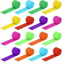 Rouleaux de guirlandes en papier crépon coloré de 25 m x 4,5 cm pour décorations de fête, anniversaire, mariage, baby shower, événement scolaire, toile de fond