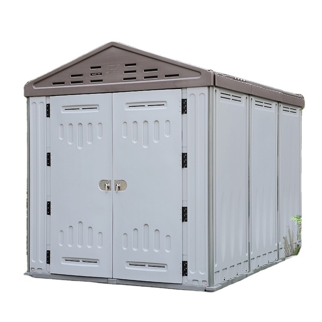 Popular 7*8ft Resin Storage Shed Outdoor Garden Tool Plastic Sheds Organizer Prefab House