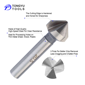 DIN335C Mũi Khoan Khoét Lỗ Kim Loại <span class=keywords><strong>HSS</strong></span> Vát Vát Góc 90 Độ 3 Rãnh Để Vát Cạnh Và Gỡ Rối Và Bồn Rửa Mặt - Product Image 3