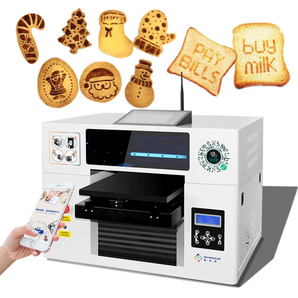 Impresora de tartas comestible A3, máquina de inyección de tinta pequeña para alimentos, L1800/ XP600, móvil, Wifi, macarrón, con tecnología H5