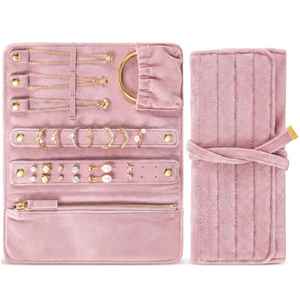 กระเป๋าใส่เครื่องประดับกำมะหยี่แบบม้วน ปิดเปิดได้ ความจุขนาดใหญ่ 25x20 ซม. ป้องกันฝุ่น จัดเก็บสร้อยคอและเครื่องประดับ สะดวกสำหรับการเดินทาง - Product Image 4