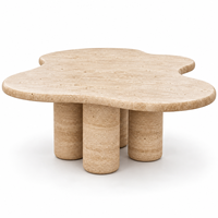 JIAMEIJIA FURNITURE Table basse moderne décorative en forme de nuage, effet travertin, avec trois pieds en colonne