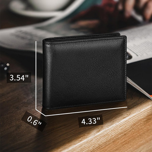 Genuine Leather <b>Wallet</b> Tri Fold <b>Men's</b> Brown 5 Inch Multiple Card Slots Business Style Minimalist Design - Product Image 2