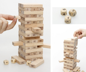 Wooden Tumbling tower numbers stacking building blocks educational toy math games set - Product Image 5