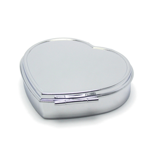 Portable Heart Tablet Pill Case Salt <strong>Spice</strong> Pepper Organizer Fish Oil Box Glass Mirror Stainless Steel Metal Pocket Storage <strong>Boxes</strong> - Product Image 2