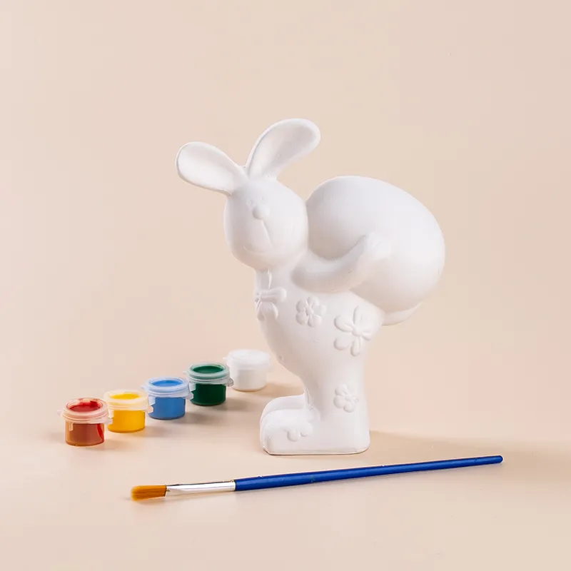 YUANWANG Easter Decoration Rabbit Handmade Creative Craft Kids DIY Ceramic Painting Toys Drawing Toys