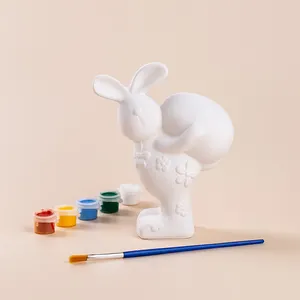 Yuanwang Phục Sinh Trang Trí Thỏ Handmade Thủ Công Sáng Tạo Trẻ Em DIY Gốm Sơn Đồ Chơi Vẽ Đồ Chơi