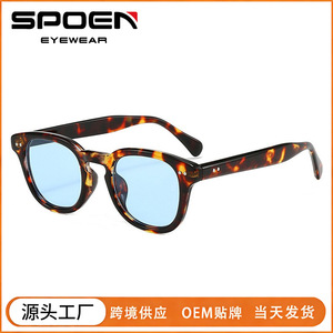 Gafas de Sol Redondas Retro con Montura Completa, Lentes Azules con Protección UV400, Estilo Unisex para Adultos - Product Image 5