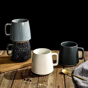 16oz gesprenkelt elfenbein keramik kaffeebecher vintage töpferwaren wasserbecher mit günstigem preis