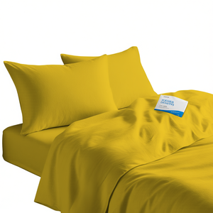 Juego de Sábanas de Algodón Amarillo, Tamaño Individual Alemán, Fundas de Almohada, Funda Nórdica - Product Image 3