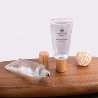 Flacon roll-on en verre épais de 10 ml, avec bouchon en bambou, rechargeable, surface transparente, luxe, pour huiles essentielles et parfums.
