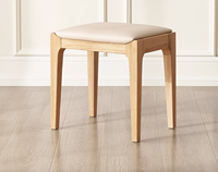 B3138 Moderne Simple Chêne Rouge Bois Tissu Top Chambre Rembourré Dressing Maquillage Vanité Tabouret