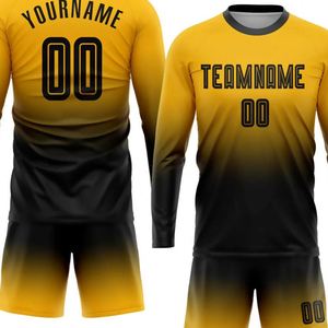 Long Sleeve Football Soccer Jersey Set Gradient Color Breathable Quick Dry Match Training Uniform Shirt and Shorts for Men Youth - Product Image 4