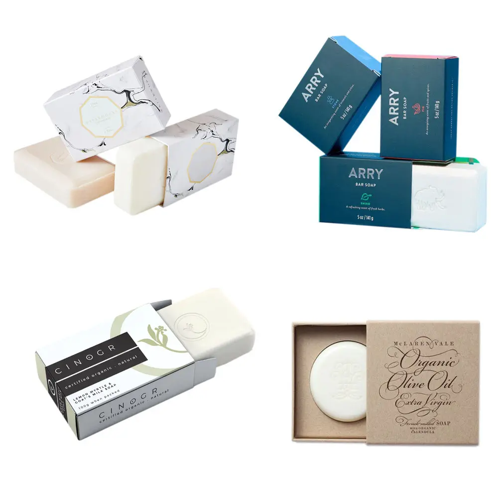 Design personalizado impressão branco 250gsm papel sabão caixa embalagem caixas para sabão Bar