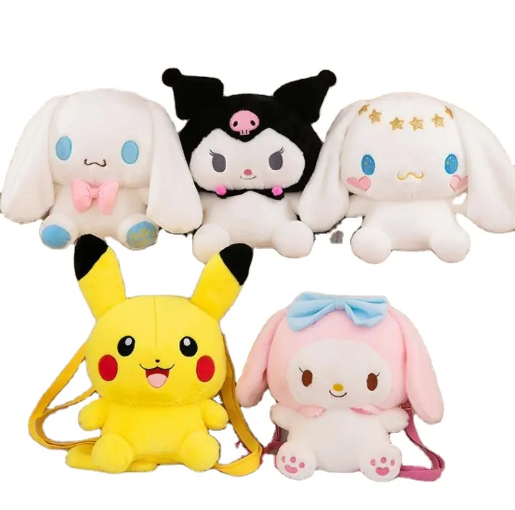 Groothandel Pikachu Handtassen Rugzak Mijn Melodie Kuromi Cinnamorol Anime Kawaii Pluche Tas Mario Schoudertassen Handtas