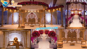 Mandap de mariage en bois sculpté élégant, style Londres, mariage indien glamour, mandap en bois de luxe, mandap en bois sculpté pour mariage en Australie - Product Image 6