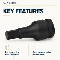 Soket Hex Bit 3/4 Inch Drive Hex Key Socket H14 H17 H19 H21 H22 H24 Perkakas Tangan