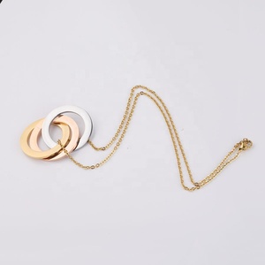 Wholesale Stainless Steel Multi Tricolor Custom Blank Engraving Hoop <strong>Russian</strong> <strong>Rings</strong> Pendant <strong>Necklace</strong> - Product Image 3