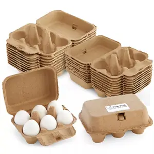 6 células Eco Friendly Egg Carton Carton Box Embalagem para ovo papel polpa galinha ovo bandeja