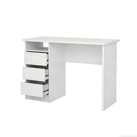 Bureau contemporain blanc à 3 tiroirs avec un espace de rangement super spacieux pour la maison et le bureau, petite table de bureau en bois avec tiroirs
