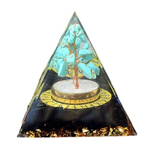 <b>Crystal</b> <b>Chip</b> Pyramid Resin Epoxy Craft Desktop Ornament Turquoise Tree Symbol Obsidian Home Decoration - Product Image 5