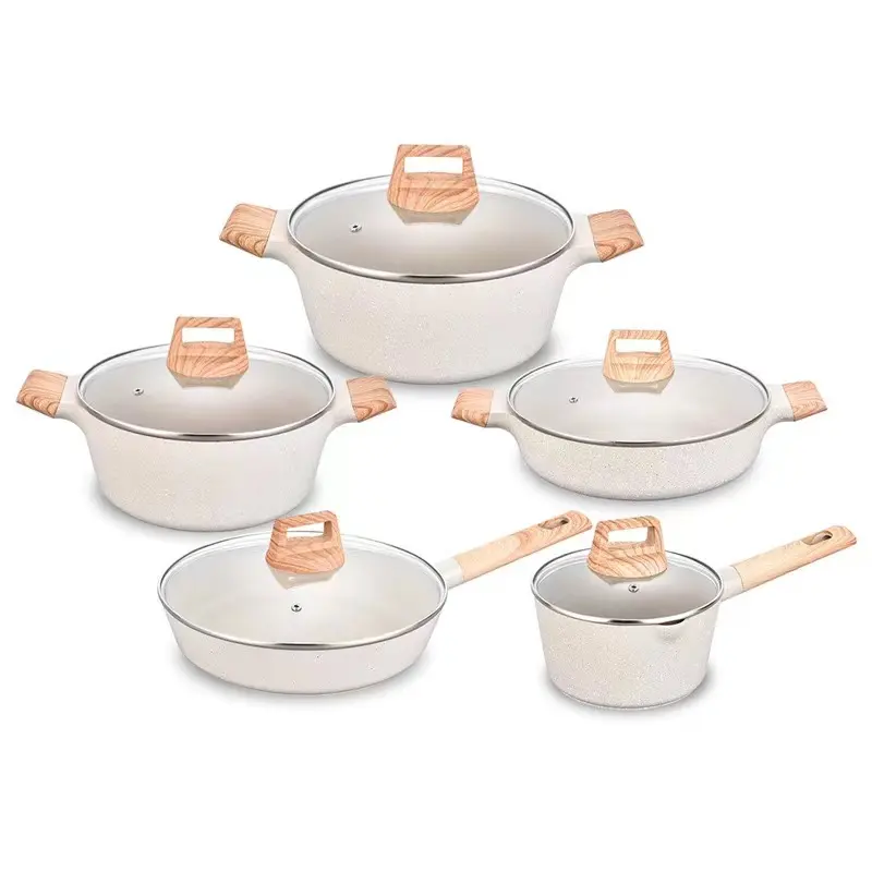 Phong cách châu âu 10pcs Cookware Set không dính Die-cast aluminumfrying Pan soong nồi súp sữa nồi khí nồi cảm ứng Pan