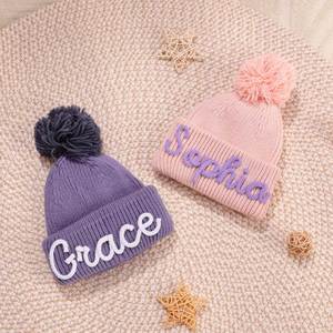 Customized Embroidered Baby <b>Beanie</b> Hat with Name, Warm Knitted Hat for Newborns in Winter, Personalized Gifts for Girl and Boy - Product Image 4