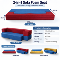 Canapé modulable bloc-couleur, housses amovibles à zip, assise en mousse compressible, canapé de sol pour salon et lounge