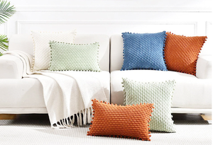 ปลอกหมอนอิงพร้อมปอมปอมนุ่มพิเศษผ้าลูกฟูกสี่เหลี่ยมนุ่มพิเศษสำหรับโซฟาห้องนอนห้องนั่งเล่น - Product Image 2