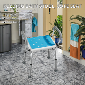 <strong>Folding</strong> Modern Stainless Steel <strong>Shower</strong> <strong>Stool</strong> with Armrests Anti-Slip Design for Elderly Bathroom Safety 1 Year Warranty - Product Image 2