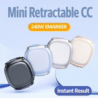 Kabel USB C 240W yang Dapat Ditarik, Tipe-C ke Tipe-C, Kabel Data Pengisian Cepat, E-Marker PD, Kabel Pengisian Daya Mini Portabel