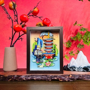 Cadeau d'anniversaire d'entreprise de luxe, cadre en papier découpé 3D, promotion de destination touristique, souvenir en papier découpé 3D - Product Image 3