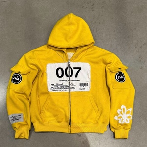 Sudadera con Capucha Personalizada de Estilo Vintage, 100% Algodón, con Apliques Bordados y Diseño Desgastado para Hombre - Product Image 3