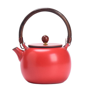 Shangyan Red Ceramic Teapot With Handle And Filter Single Pot Stovetop <b>Tea</b> <b>Maker</b> Heat Resistant For Household Use - Product Image 5