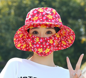Summer Millinery Floral Working Sun Mask One Breathable Sun Hat Dustproof UV Fisherman Hat Clothing and Accessories - Product Image 4