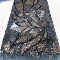 Fourniture d'usine dentelle perlée lourde paillettes de luxe robe de mariée tissu en dentelle pour les femmes robe élégante en dentelle