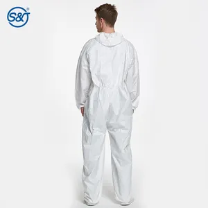 एसजे कपड़े पारित AAMI स्तर 4 संरक्षण कपड़े उच्च गुणवत्ता समग्र पीपीई सूट पूर्ण शरीर सुरक्षात्मक डिस्पोजेबल Coveralls