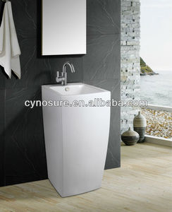 Lavabo de Pedestal para Baño de Cerámica con Válvula de Desagüe Automática de 45mm - Product Image 2