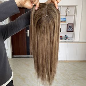 พร้อมส่ง ท็อปเปอร์ผมแท้แบบยุโรป เวอร์จิ้น ดับเบิ้ลดรอว์น เรมี่ ขนาด 6.5"x7" ฐานผ้าไหม สำหรับผู้หญิงที่มีปัญหาผมร่วง - Product Image 2