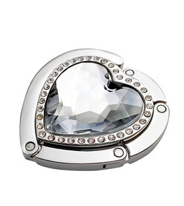 Support de sac à main pliable en forme de cœur scintillant avec crochet, support de sac à main de <span class=keywords><strong>table</strong></span>/bureau, robuste, avec strass, logo personnalisé, cadeau promotionnel - Product Image 5